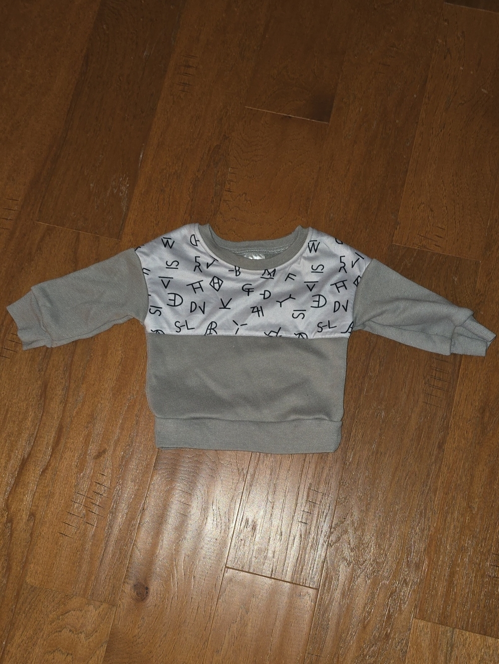 Toddler Gray Crewneck Graphic Panel Sweatshirt